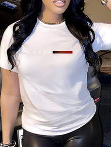 Women'S Elegant Printed T-Shirt - Summer Fashion, Stylish Design, Comfortable And Breathable, Round Neck Tee For Women, Soft Material, Ideal For Everyday Use In Autumn And Summer & Outdoor, Casual Yet Chic Women'S Clothing - 白色 - 查看 6
