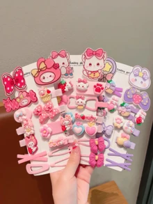 14pcs Princess Hair Clips Set, Bangs Clips, BB Clips, Cute New Hair Accessories - Multicolor - View 4