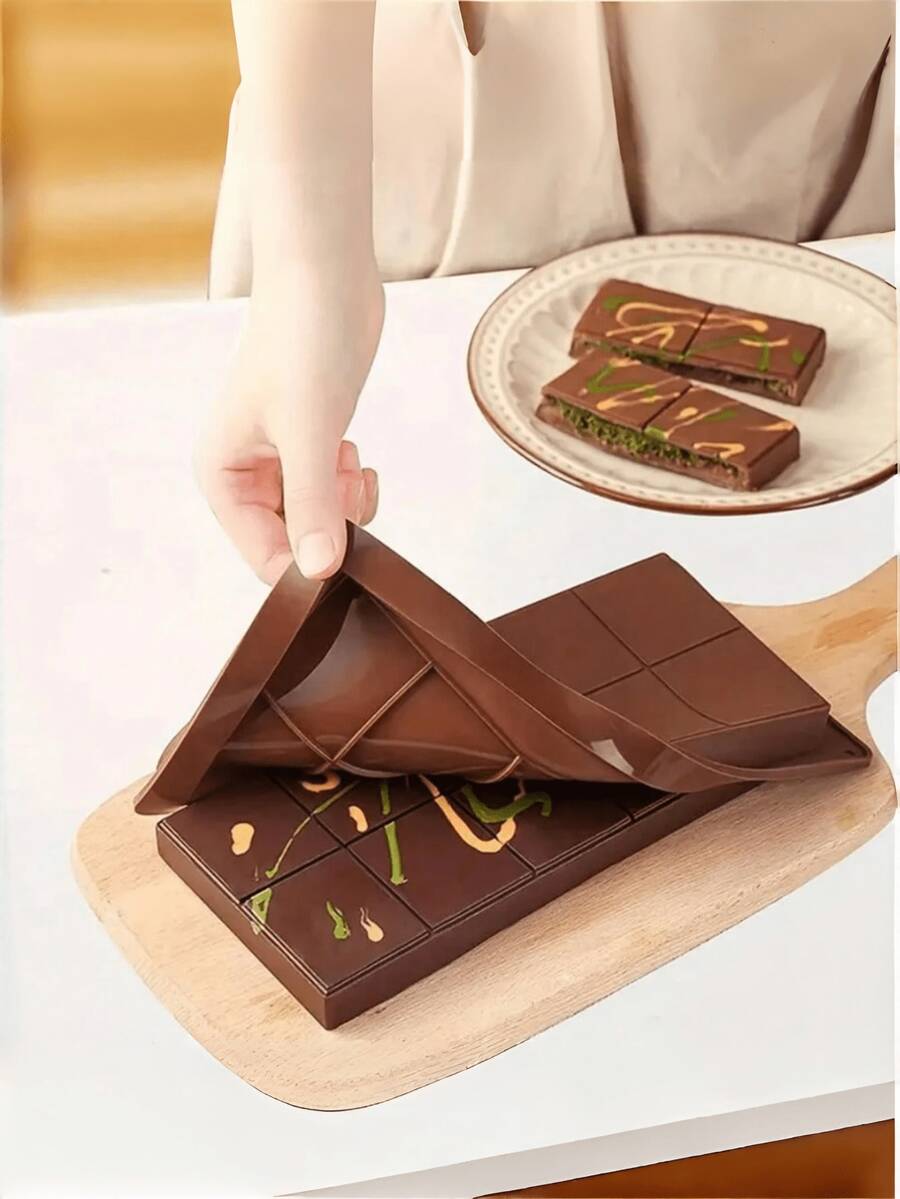 10孔硅胶巧克力棒模具，大尺寸，不粘易清洗，适用于制作夹心糖果、烘焙和蛋糕装饰