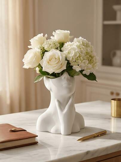 1Pc Single Hand Neck Resin Vase - Light Luxury Art Piece, Suitable For Living Room Decoration | Room/Living Room/Tabletop Decoration, Unique Gift, Wedding DecorTable Centerpiece, Vintage Home Decor, Art Resin Vase Decorative Ornament