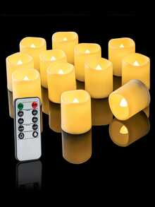 6/12/24pcs Warm Color Flameless LED Candles, Battery Powered, Realistic Candle Appearance, Warm White Light, Suitable For Wedding, Christmas, Romantic Candlelight Dinner, Valentine's Day Decoration - Big Tea Wax - View 8