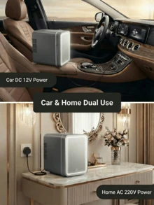 4L Refrigerador portátil y compacto, con enfriamiento y calentamiento dual, equipado con espejo LED ajustable para el cuidado de la piel, iluminación ajustable, estantes y control de temperatura, adecuado para dormitorio, automóvil, oficina, dormitorio universitario, villa y talla grande - Ver 8