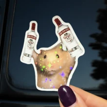 Sarcastic Cat Sticker | Grumpy Face Sticker | Personalized Sticker For Water Bottle, Hamster Holding Bottle Sticker | Funny Drunkard Expression Sticker | Waterproof Vinyl Sticker For Water Bottle, Luggage - Durable Matte Surface, Self-Adhesive Bumper Sticker, Suitable For Car, Window, Laptop, Truck, Van, Water Bottle - Multipurpose Durable Design, Car Sticker - Vinyl - View 16