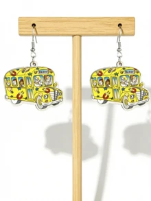 1 Pair Cute Creative Unique Funny Versatile School Bus & Opossum Acrylic Cartoon Earrings, Suitable For Daily Wear, Festivals, Commuting - Multicolor - View 6