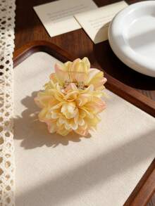 1个复古奢华大丽花发爪夹，仿真花朵小发夹，发爪适用于丸子头造型，柔美气息花朵发饰，懒人半扎发爪夹，布艺花朵发爪夹，新娘伴娘半扎发饰，甜美花朵发夹，春夏外出半扎发爪夹 - 彩色 - 查看 15