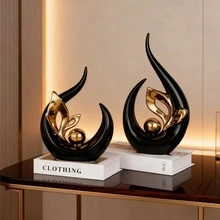 现代黑金抽象雕塑，奢华家居装饰，优雅的客厅、电视柜、书架、餐桌、书桌和玄关装饰；理想的乔迁礼物和结婚礼物；极简波西米亚装饰艺术。 - 種子 - 查看 1