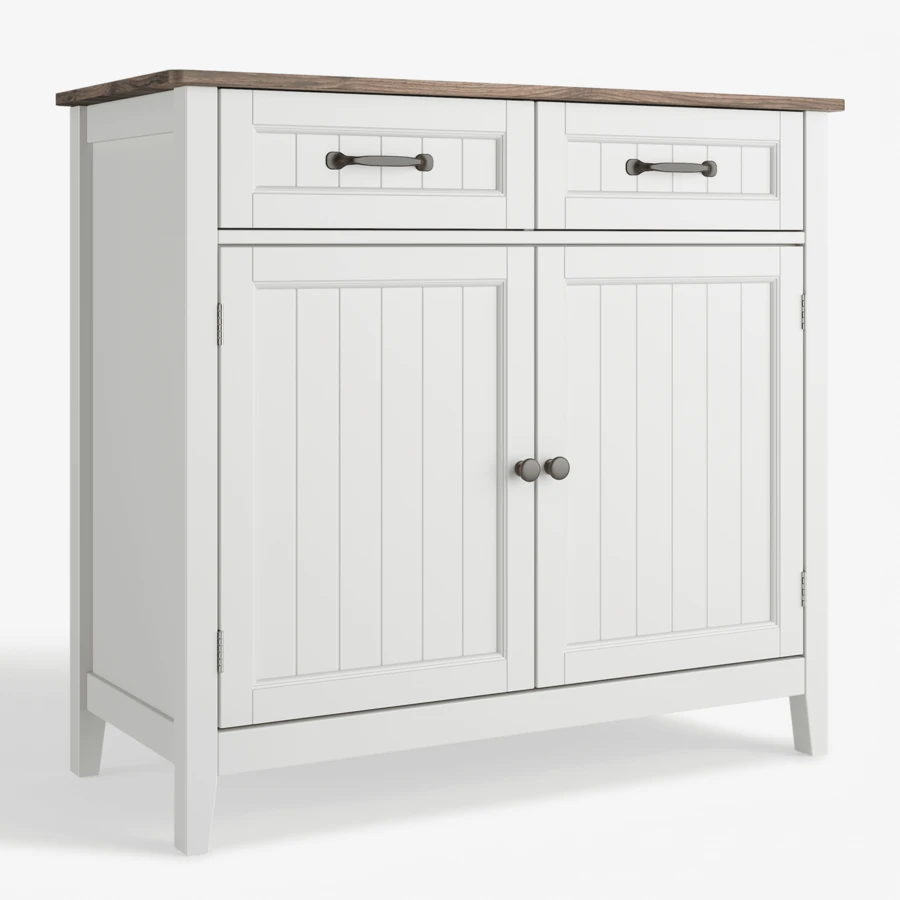 Kitchen Sideboard With Drawers, Buffet Cabinet, 2-Door Kitchen Storage Cabinet With Adjustable Shelf - Grey - View 1