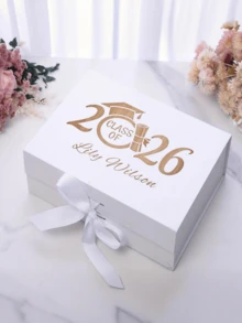 1 pieza Caja de regalo de graduación personalizada. Caja de regalo de graduación personalizada con nombre personalizado, perfecta como regalo de felicitación de graduación, caja de recuerdos inolvidable, muy adecuada para celebrar la fiesta de graduación de 2026, con lazo de cinta, la celebración y el recuerdo de graduación perfectos. - Multicolor - Ver 3