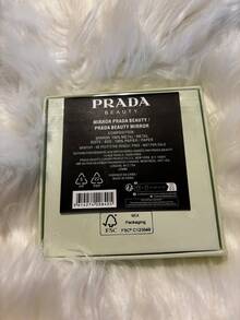 Prada Gold Round 100% Metal Makeup Mirror With Iconic Triangle Logo - Gold - View 3