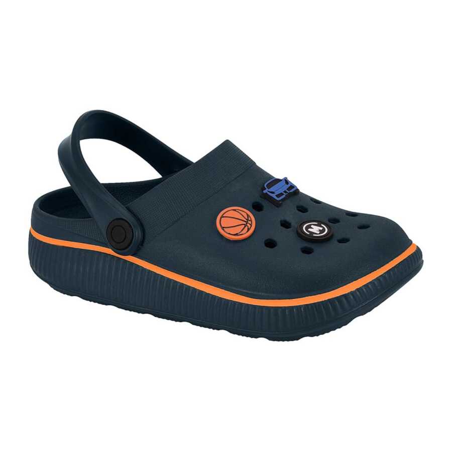 Molekinho Molekinha Kids' Flip-Flops - Fashionable Clogs With Fun Buttons - 202 Navy-orange Molekinho - View 1