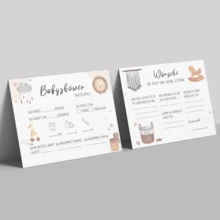 10/20/30/40/50PCS German Baby Shower Prediction Cards, Double-Sided Guessing Game & Wishes Cards, Fill-In Baby Shower Party Game, Gender Reveal Activity Cards, Cute Rainbow & Animal Theme - Multicolor B - View 4