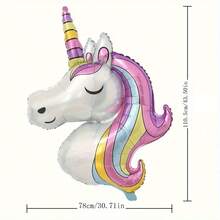 1/5 buc balon de desene animate în formă de ureche de unicorn super mare de 110 cm, set de baloane rotunde cu unicorn pentagram, potrivit pentru decorarea zilei de naștere - View 4
