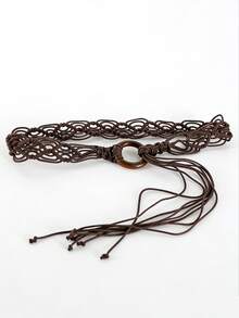 1pc Summer Bohemian Style Handmade Wax Rope Woven Women's Belt, Suitable For Dresses, Parties, Galas, Vacations, Beaches, Festivals And Other Occasions - Multicolor - View 17