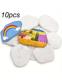 10 pièces de mini pierres blanches lisses pour la peinture - taille moyenne, plates et sélectionnées à la main, convient pour l'artisanat, l'art, la décoration - sans produits chimiques, choix idéal pour les débutants et les projets d'artisanat, fournitures d'artisanat, projets artistiques - A - Voir 5