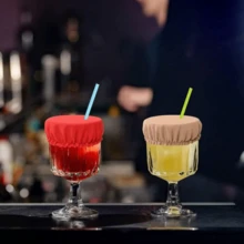4/1pc Cup Protector Cover, Alcohol Drink Sleeve, Reusable Beverage Lid With Straw Hole, Bar Club Party Cup Holder, Prevent Unwanted Items In Cup - Multicolor - View 9
