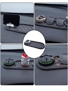 360°旋转汽车防滑垫 - 多功能储物垫，通用智能手机支架，隐藏式停车证夹，耐热仪表盘储物托盘。可放置钥匙、手机和导航设备。强力硅胶防滑垫，不留痕迹，经久耐用的汽车内饰配件。汽车用品/储物。送给司机的理想礼物。 - A - 查看 9