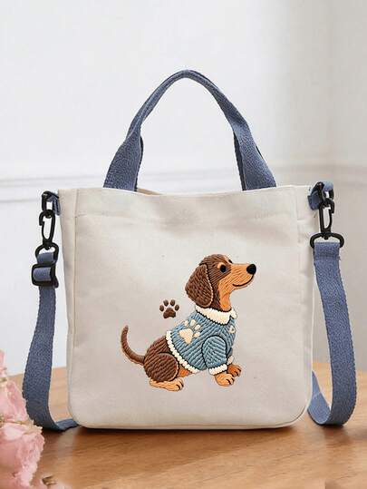 Bolso de mano con estampado de perro salchicha para mujeres, de gran capacidad y multifuncional, bolso de hombro ligero para ir y venir, bolso de mano portátil para uso diario en el trabajo, la escuela, los viajes, la playa y las compras, un regalo práctico para maestros y un regalo lindo para mujeres