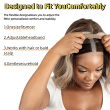 Premium Lace Wig Band For Women, Fully Adjustable & Reinforced Lace Wig Grip Band, Comfortable And Secure Glueless Velvet Headband, - màu đen - Xem 4