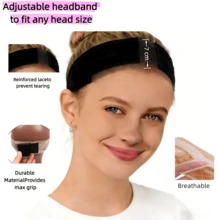 Premium Lace Wig Band For Women, Fully Adjustable & Reinforced Lace Wig Grip Band, Comfortable And Secure Glueless Velvet Headband, - màu đen - Xem 5