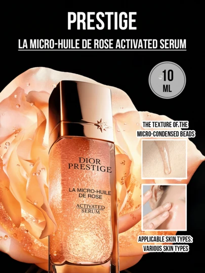  Christian Dior Prestige La Micro-Huile De Rose Activated Serum, Full-Size 10ml/ Mini-Size 5ml, Micro-Bead Activated Serum with Lightweight Oil-Gel Texture, Deeply Nourishing & Revitalizing, Enhances Skin Radiance and Smoothy, Deeply Nourishing & Revitalizing, Enhances Skin Radiance and Smoothy, Deeply Nourishing & Revitalizing, Enhances Skin Radiance and Smooth, Dailysd, Set, Use, Ideal for Self-Use & Gifts