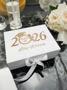 1 pieza Caja de regalo de graduación personalizada. Caja de regalo de graduación personalizada con nombre personalizado, perfecta como regalo de felicitación de graduación, caja de recuerdos inolvidable, muy adecuada para celebrar la fiesta de graduación de 2026, con lazo de cinta, la celebración y el recuerdo de graduación perfectos. - Multicolor - Ver 5