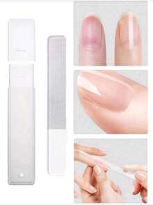 3件套/1件玻璃指甲锉套装，含1个收纳盒，平头美甲工具套装，专业指甲抛光器，无香天然指甲软化剂 - A - 查看 2