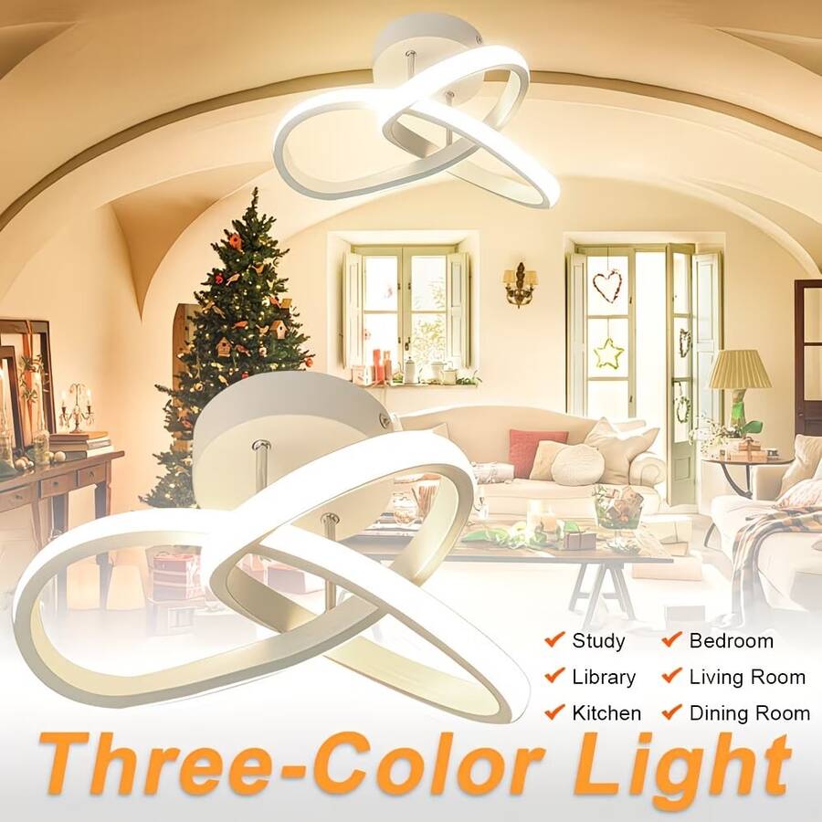 Contemporary Spiral LED Flush Mount Ceiling Light, 2PCS Value Pack, 2400 Lumen High Brightness, No-Flicker Eye Care Lighting – Durable Painted Body, Translucent Shade, Perfect For Modern Home Decor, Hallway, Bedroom & Office - White - View 1