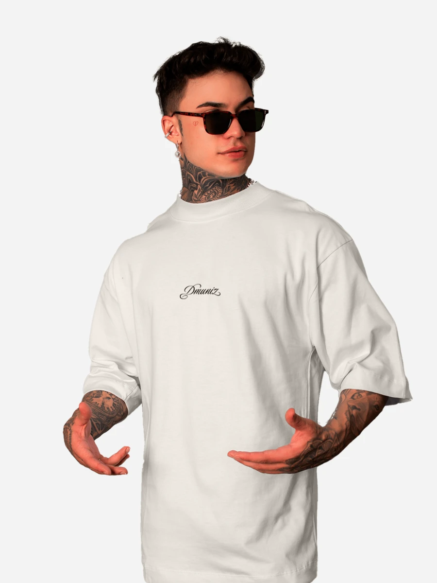 Oversized Streetwear Crew Neck T-Shirt DMUNIZ Cursive Print 100% Premium Cotton New Release - Kem - Xem 1