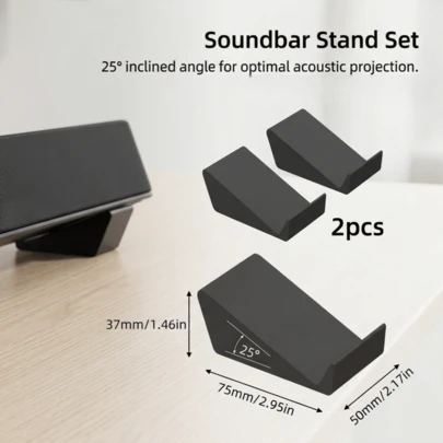 2个装可调节倾斜角度的条形音箱支架|通用防滑条形音箱底座，适用于电视音响|高度可调条形音箱支架，适用于家庭影院|条形音箱支架|底座|倾斜|增高|可调节|防滑|音箱支架