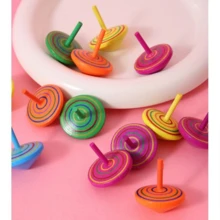 木制彩虹旋转陀螺，桌面减压木制玩具，促销小礼品 - 彩色 - 查看 1