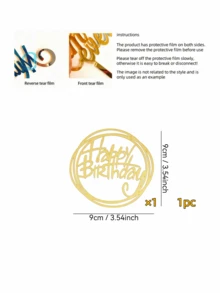 1pc/3pcs/5pcs Cake Decoration Flags, Birthday Cake Decor, Kitchen Baking Supplies, DIY Cake Decorating Items, Party Decorations, Baking Supplies, Baking Decor, Baking Accessories, Cake Supplies, Kitchen Essentials, Holiday Gifts - Gold - View 7