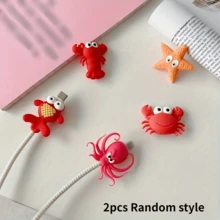 1/2/5 piezas Protector de cable con diseño lindo de animales marinos, compatible con cargadores Android y Apple - Material PVC, sin batería - Multicolor - Ver 10