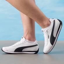 PUMA彪馬 Turin 3 運動低筒 生活休閒鞋 男女同款 白黑色 - 黑與白 - 查看 4