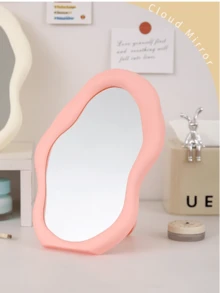 1pc Asymmetrical Cloud-Shaped Makeup Mirror, Minimalist Freestanding Vanity Mirror With Adjustable Angle, Suitable For Vanity, Desk, Office, Bedroom, No Electricity Needed, Wedding Decor, Best Home Decor, Back To School Decor - Multicolor - View 14