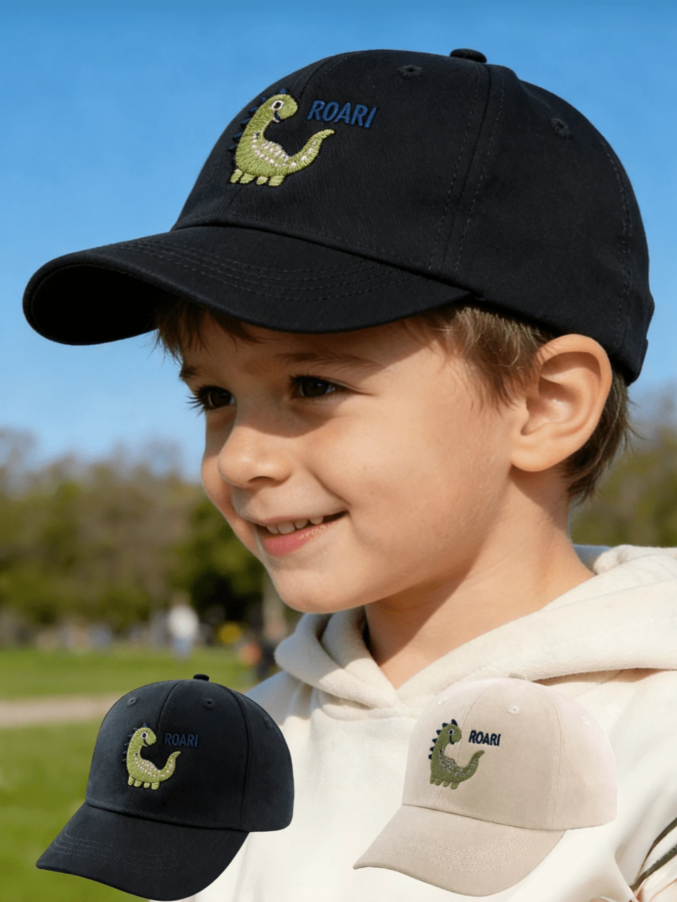 1pc Embroidered Dinosaur Kids Snapback Hat, Fashionable & Versatile Sun Protection Cap For Boys And Girls - 1PC - View 1