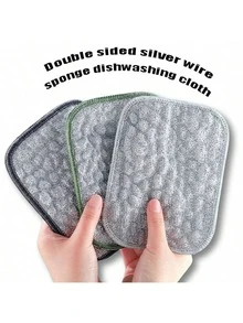 3/5pcs Kitchen Cleaning Cloths, Double-Sided Thick Multi-Purpose Cleaning Cloths, Strong Stain Removal & Easy Cleaning - A - View 3
