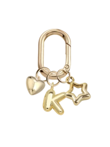 Gold Bubble Letter A-Z Keychains For Women, Cute Letter Accessories With Heart And Hollow Star Pendant, Shiny Metal Letter Keychains, Personalized Bag Decoration, Handbag Backpack Wallet Charm, Car Key Chain Decor. Suitable For Daily Use. - Multicolor - View 12