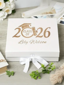 1 pieza Caja de regalo de graduación personalizada. Caja de regalo de graduación personalizada con nombre personalizado, perfecta como regalo de felicitación de graduación, caja de recuerdos inolvidable, muy adecuada para celebrar la fiesta de graduación de 2026, con lazo de cinta, la celebración y el recuerdo de graduación perfectos. - Multicolor - Ver 2