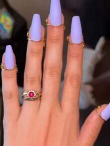 10pcs Fashion Wearable Nail Art Nail Rings, Removable Metal Finger Rings, Suitable For Dates, Vacations And Other Occasions - Multicolor - View 7