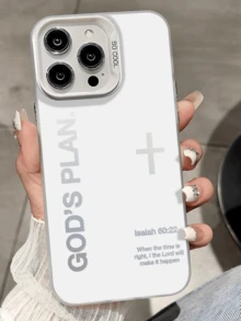 字母图案1件装圣经经文设计防震保护手机壳，适用于 16 Pro Max/15/14 Plus/13/12/11 - 彩色 - 查看 4