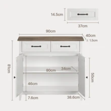 Kitchen  Sideboard With Drawers, Buffet Cabinet, 2-Door Kitchen Storage Cabinet With Adjustable Shelf - Grey - View 2