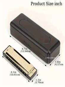 10孔高品质C调口琴 - 抛光耐用硬壳琴盒 - 适合初学者、专业人士，也是万圣节/圣诞节的理想礼物 - 彩色 - 查看 3