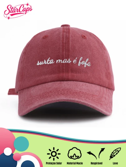 1 Pc Vintage Washed Baseball Cap - Sassy Quote Embroidery - Available In Multiple Retro Colors - Soft Texture Adjustable Dad Hat For Brazil Lifestyle, Humor & Fashion Gift