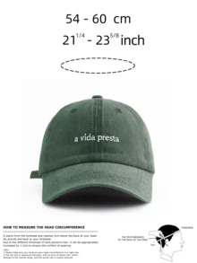 1 Pieza Gorra de béisbol vintage lavada unisex - Cita portuguesa minimalista "A Vida Presta" bordada - Disponible en múltiples colores retro - Gorra de papá de textura suave y ajustable para el estilo de vida de Brasil y regalo diario positivo - una vida presta - Ver 4