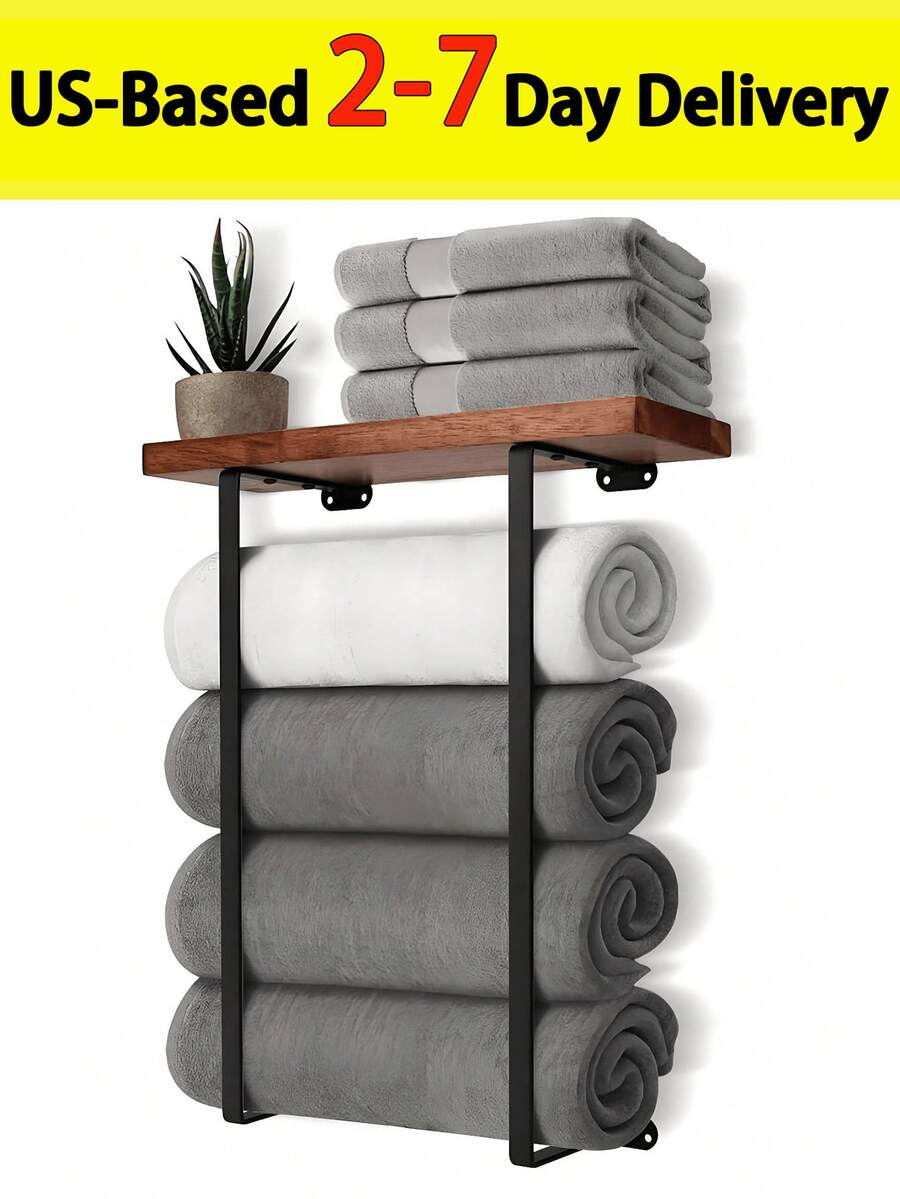 (2-7 Daysmust Arrive)Towel Rack Wall Mounted, Bathroom Towel Storage, Wall Towel Holder, Bathroom Organizer, Shower Organizer Rack, Bath Towel Racks For Bathroom Towel Storage Rack With Shelve For Rolled Towel Organizer, Shower Caddy, Wall Mounted Bathroom Shelves Over Toilet For Bathroom, Kitchen, Bedroom, Living Room, Home Decor, Bathroom Decor And Accessories, Bathroom Organizer, Shower Accessories, Room Decor, Bathroom Decor, Shelves, Bathroom Accesssories, Bathroom Storage, Bathroom Orginazor, Bathroom Shelves, Minimalist Design Storage Organizer For Large Towels, Small Towels, Hand Towels, Halloween/Christmas Gifts, Back-To-School Season, Shower Caddy, Apartment Essentials, Wall Deocr, Bathroom Orginazor, Wall Decor, Hooks, Vanity Accerories, Shower Shelves, Bathroom Decor And Accessories, Wall Shelf, Toilet Paper Holder, Home Accesssories, Shower Organizer, Bathroom Tray, Perfume Tray, Floating Shelves For Wall - Nhiều màu - Xem 1