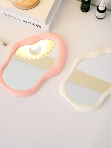 1pc Asymmetrical Cloud-Shaped Makeup Mirror, Minimalist Freestanding Vanity Mirror With Adjustable Angle, Suitable For Vanity, Desk, Office, Bedroom, No Electricity Needed, Wedding Decor, Best Home Decor, Back To School Decor - Multicolor - View 8