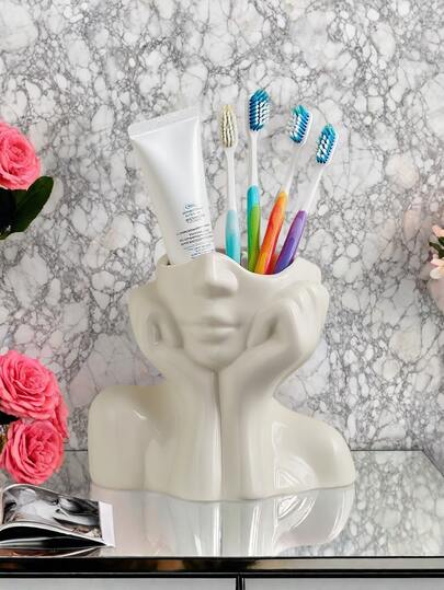 Support pour brosse à dents de salle de bain, support pour brosse à dents électrique et dentifrice, organisateur de rangement pour brosse à dents à double fente, convient pour le plan de travail de la salle de bain, la douche, blanc/noir, plus de couleurs disponibles, décoration de salle de bain, décoration d'automne, rentrée des classes