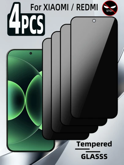 4pcs Privacy Tempered Glass Screen Protector, Full Coverage, Anti-Peeping, High Hardness, Anti-Drop, Anti-Fingerprint, Easy Installation, Suitable For Xiaomi 15 / 15