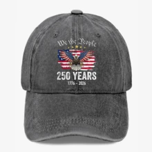 1pc We The People 250 Years Hat 1776-2026 Patriotic USA Anniversary Cap Unisex Vintage Washed Baseball Cap Retro Distressed Dad Hat Soft Adjustable Printed Streetwear Unisex Cap For Men Women - 黑色 - 查看 3