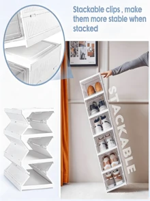 1pc Three-Tier Foldable Shoe Rack Storage Box, Suitable For Stairwells, Entryways, Living Rooms, And More. Thickened Transparent Foldable Shoe Cabinet, Shoe Storage Box, Stackable Dust-Proof High-Top Shoe Rack, Storage Shelf, Shoe Storage Box - View 9
